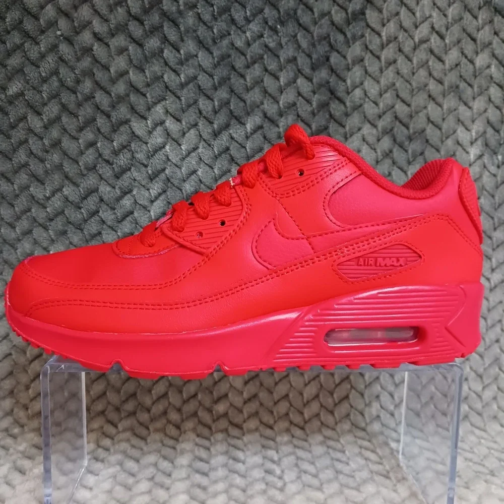 Nike Air Max 90 Leather GS University Red Sneakers Shoes Size 6Y Women's 7.5